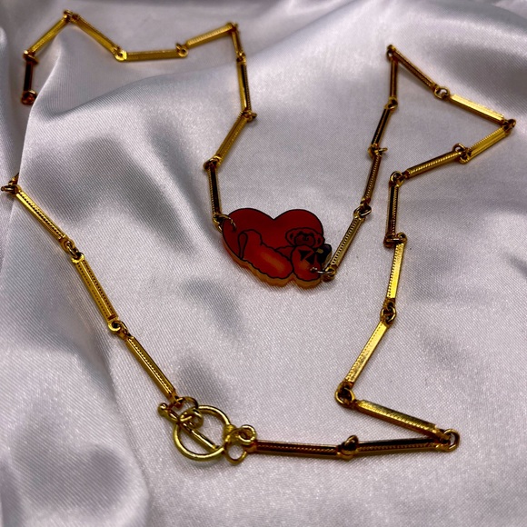 Cute Heart Teddy Bear with Rose Necklace & Bracelet. NWOT. - Picture 2 of 4